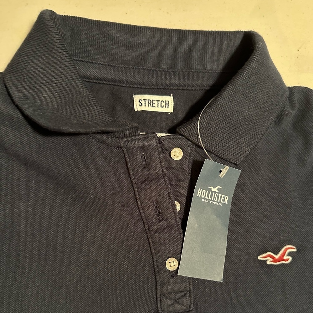 NWT Hollister stretch size small navy blue polo top - Picture 4 of 6